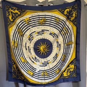 Hermes Zodiac Scarf in Blue and Gold